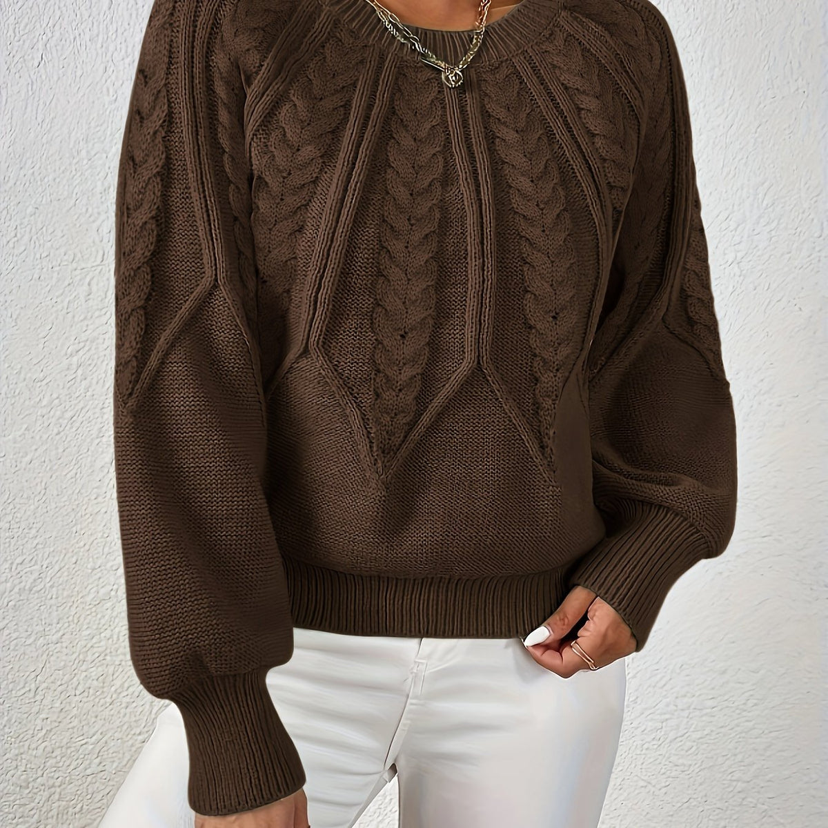 Marnie Women's Cable Knit Jumper - Coffee Brown