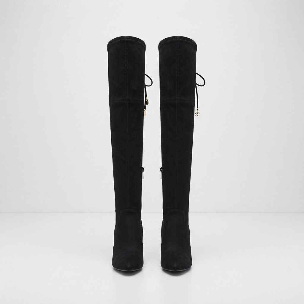 Petra Women's Suede Over the Knee Boots - Black