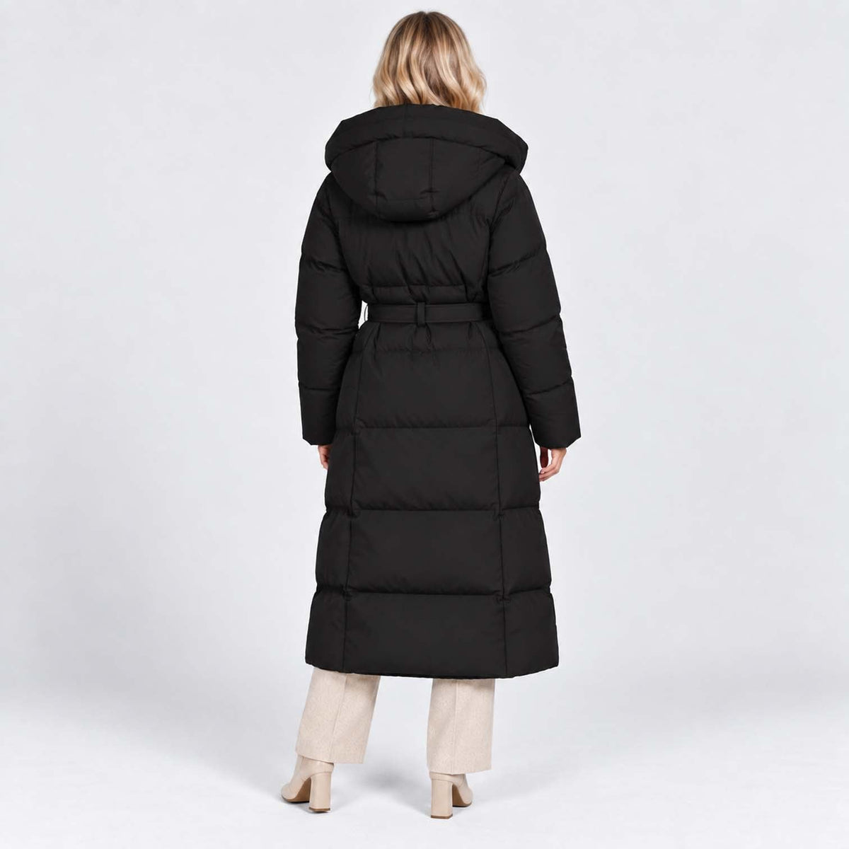 Beth Women's Winter Hooded Quilted Long Puffer Coat