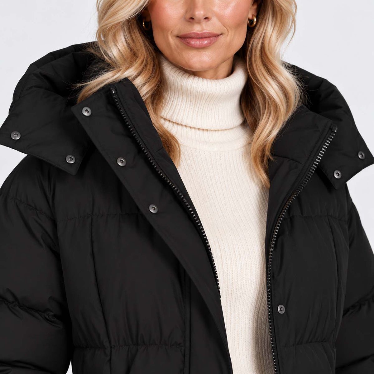 Beth Women's Winter Hooded Quilted Long Puffer Coat