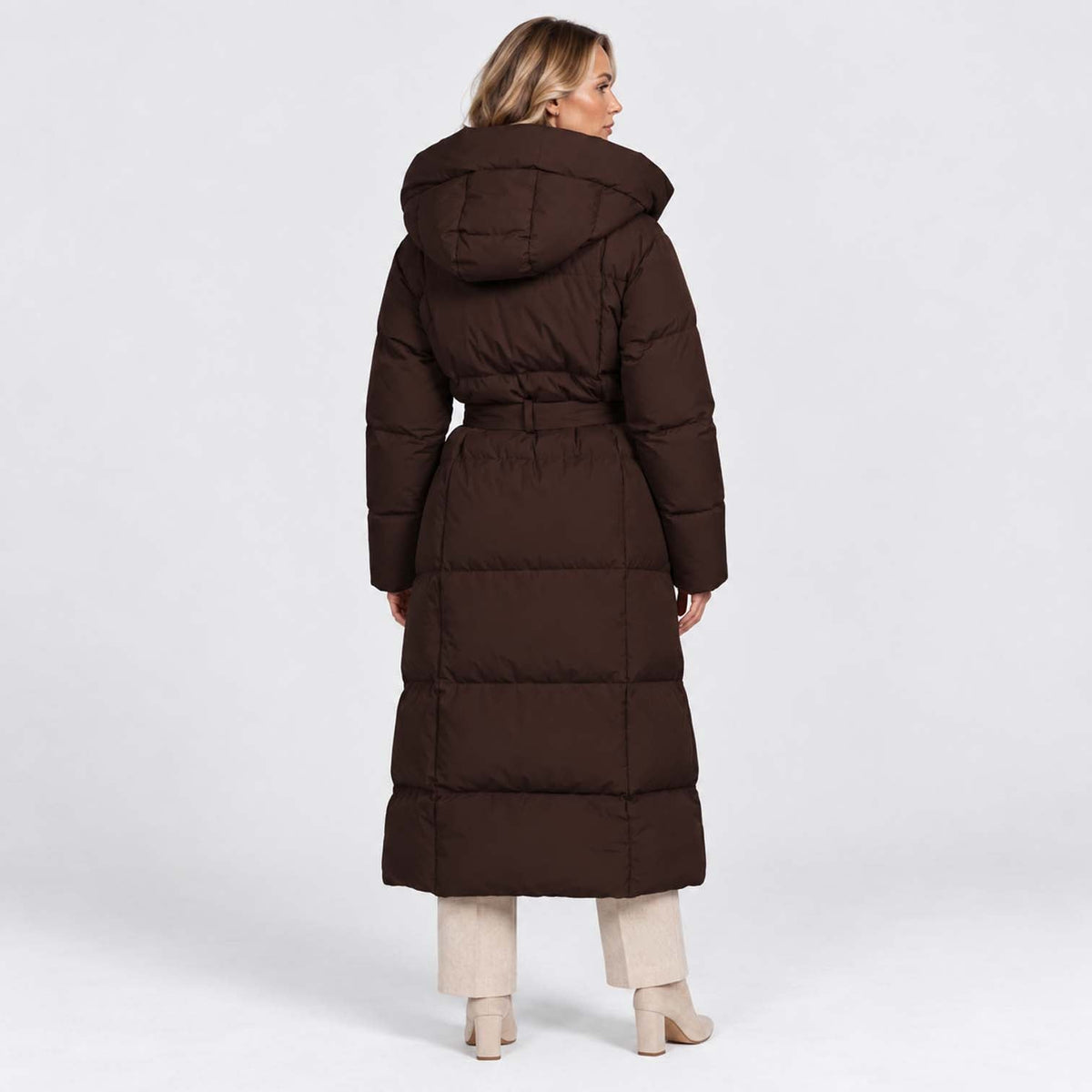 Beth Women's Winter Hooded Quilted Long Puffer Coat
