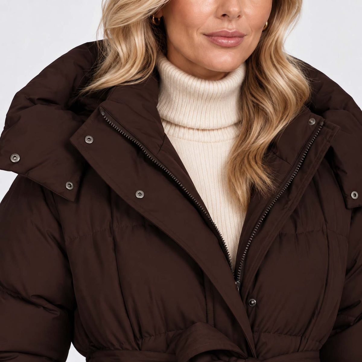 Beth Women's Winter Hooded Quilted Long Puffer Coat