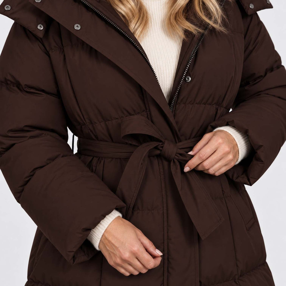 Beth Women's Winter Hooded Quilted Long Puffer Coat