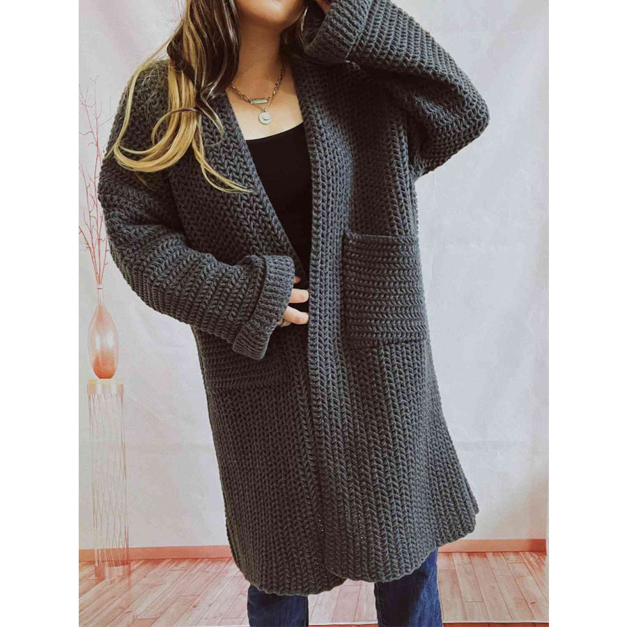 Lettie Women's Long Chunky Knit Cardigan - Charcoal