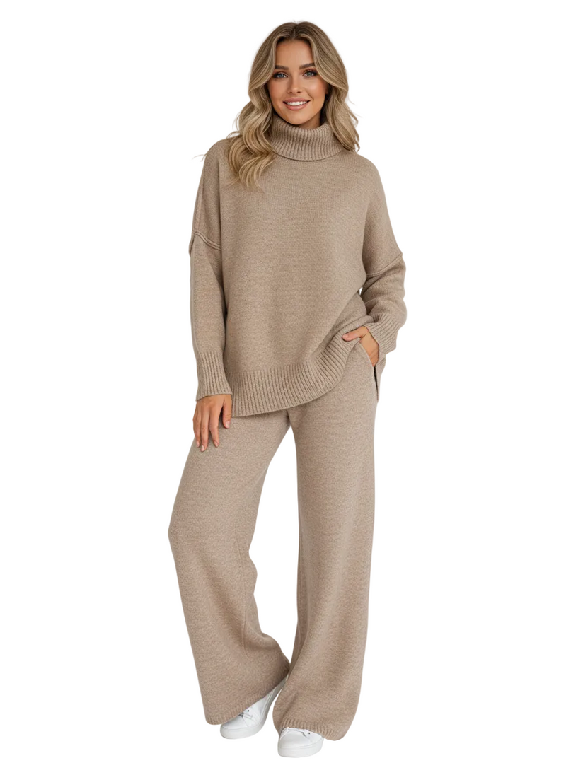 Gina Knitted Loungewear Set - Khaki