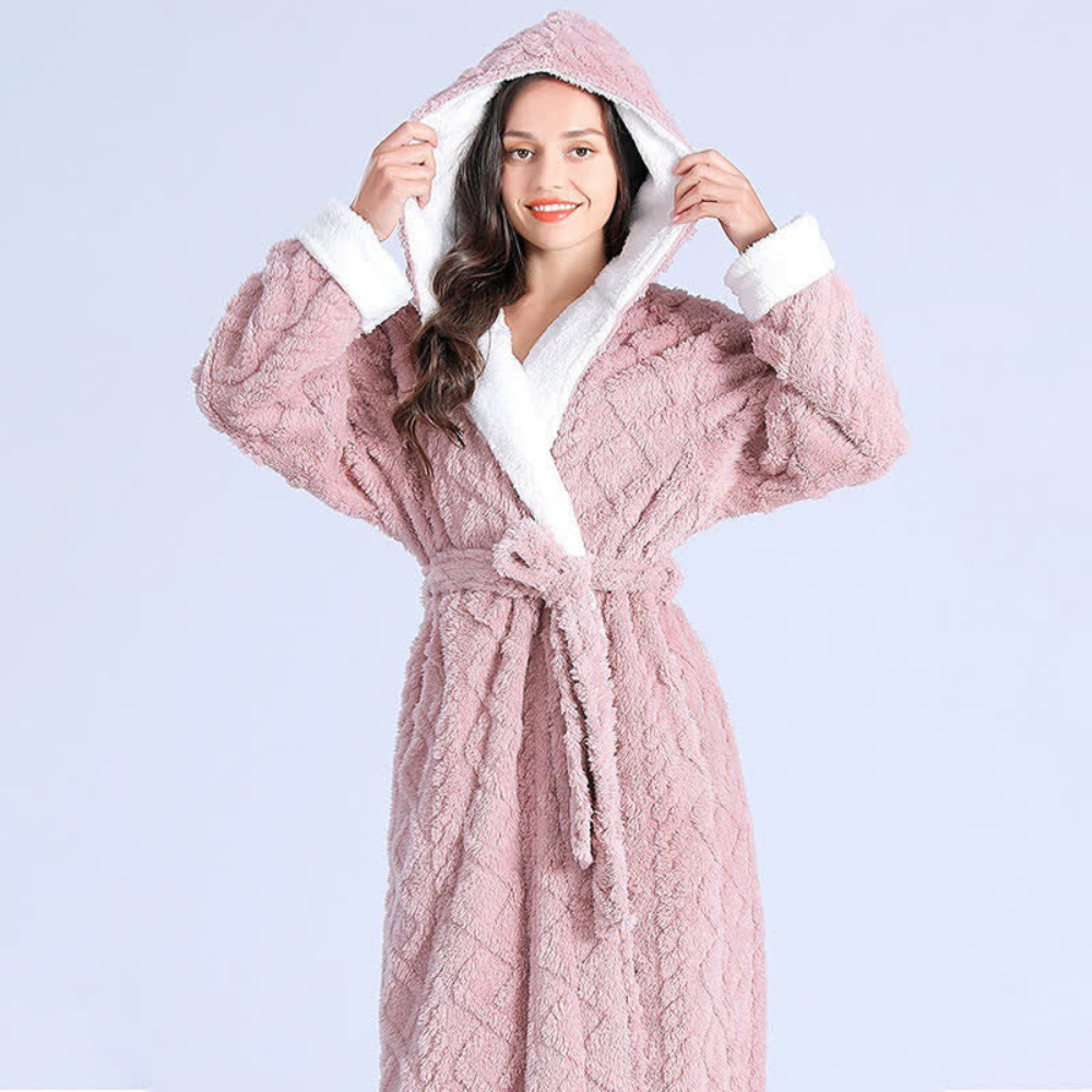 Hester Long Fleece Hooded Dressing Gown