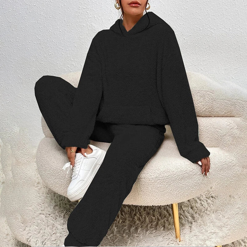 Seren Women's Fleece Pyjama Lounge Set - Black