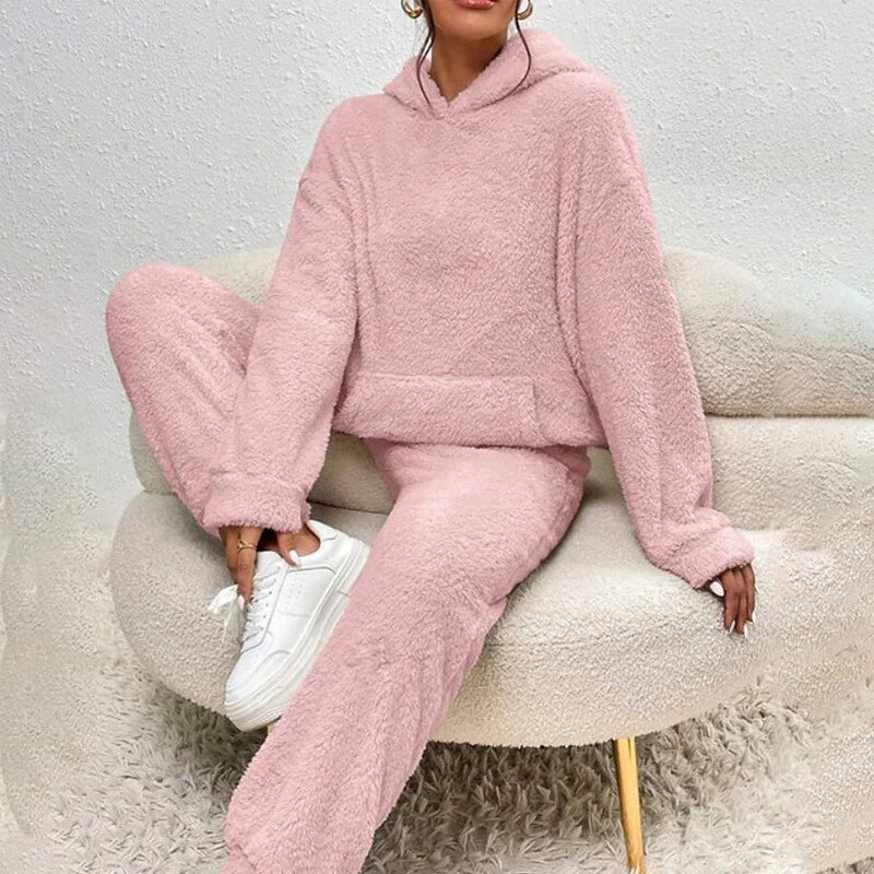 Seren Women's Fleece Pyjama Lounge Set - Pink