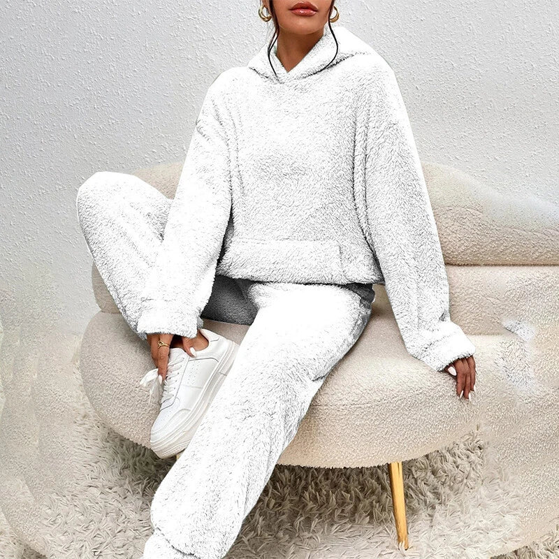 Seren Women's Fleece Pyjama Lounge Set - White