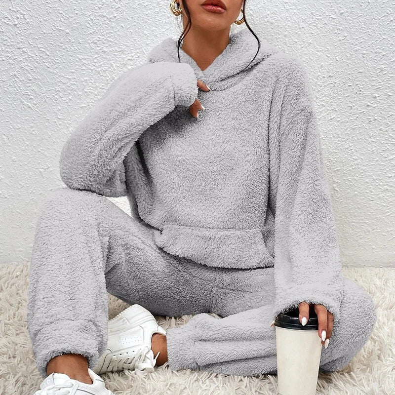 Seren Women's Fleece Pyjama Lounge Set - Grey
