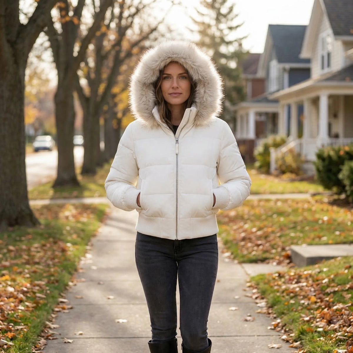 Grace Women's Quilted Cropped Puffer Jacket