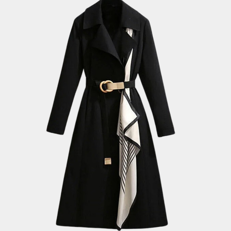 Bonnie Women's Long Trench Coat - Black