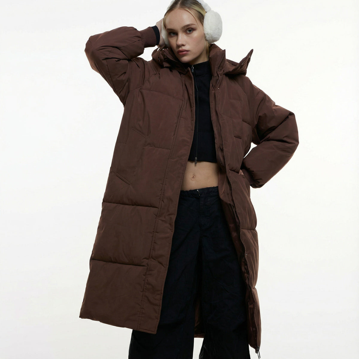 Winifred Women's Long Puffer Coat - Brown