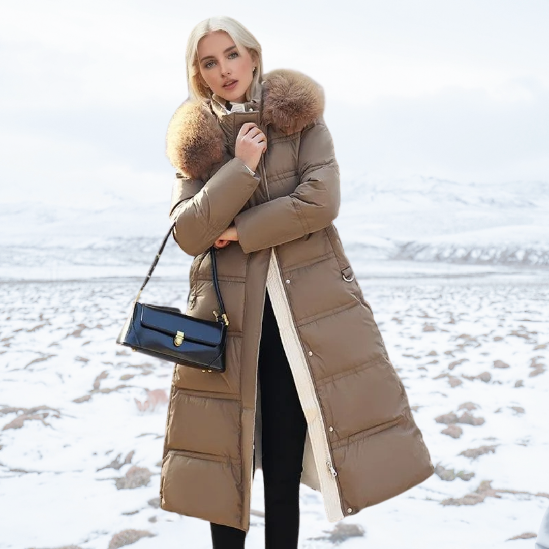 Effie Women's Faux Fur Puffer Coat - Coffee