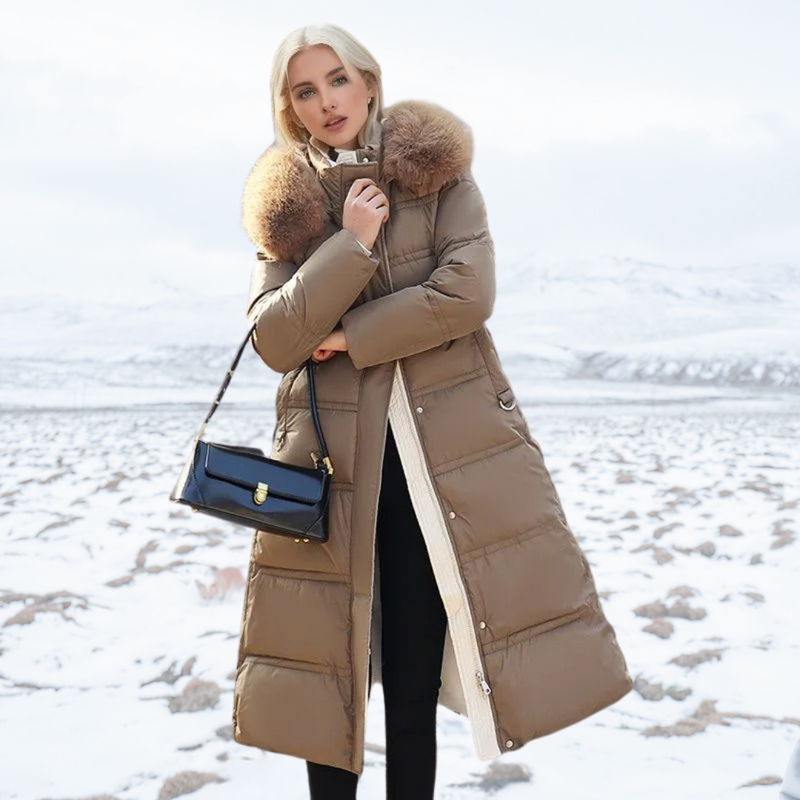 Effie Women's Faux Fur Puffer Coat - Coffee
