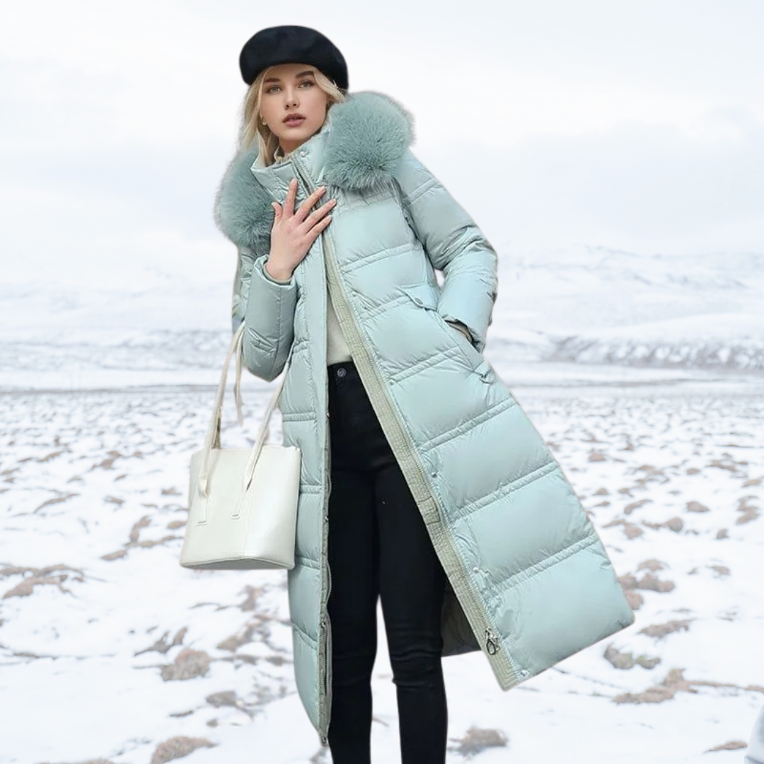 Effie Women's Faux Fur Puffer Coat - Blue