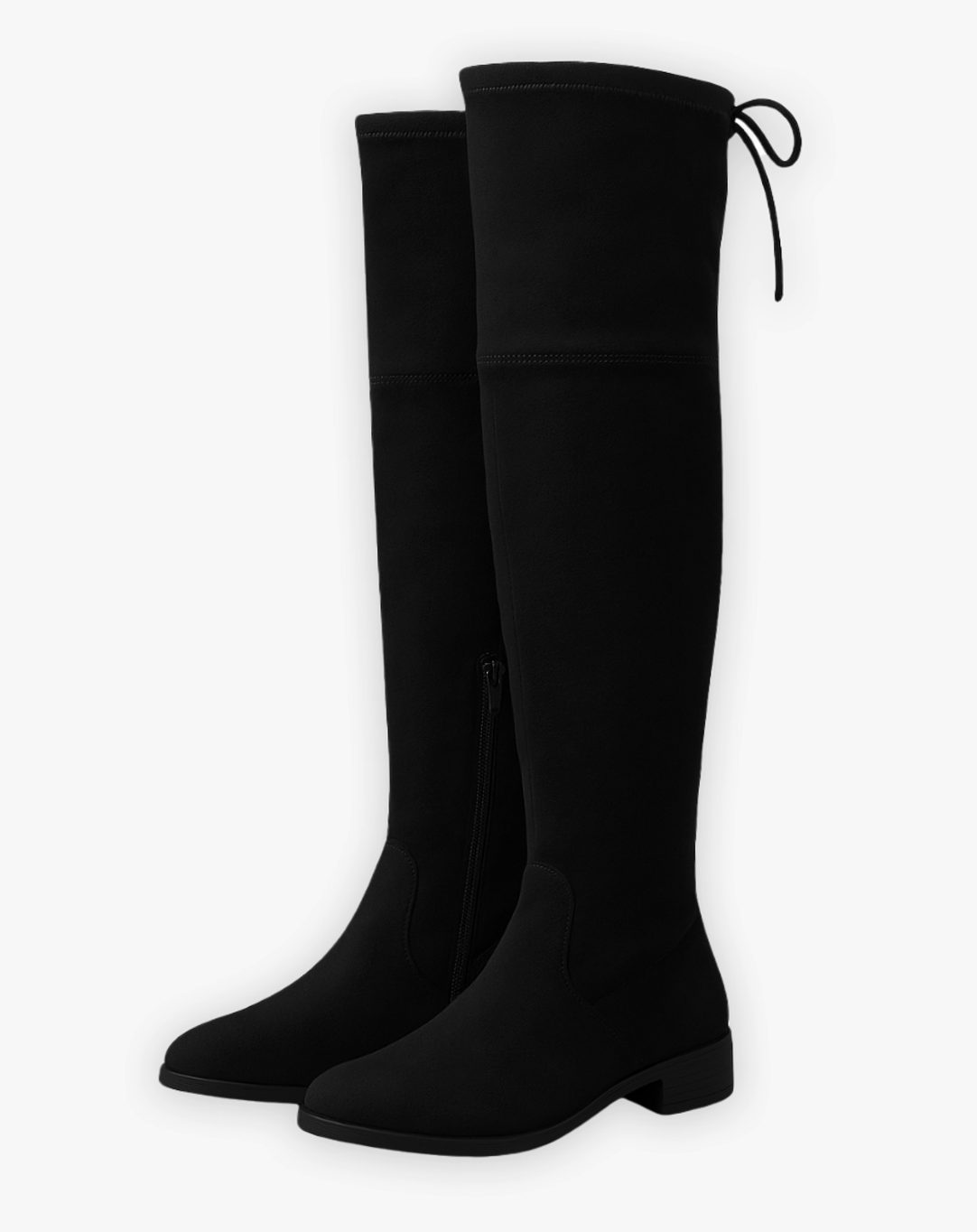 Alison Women's Flat Suede Over the Knee Boots - Black