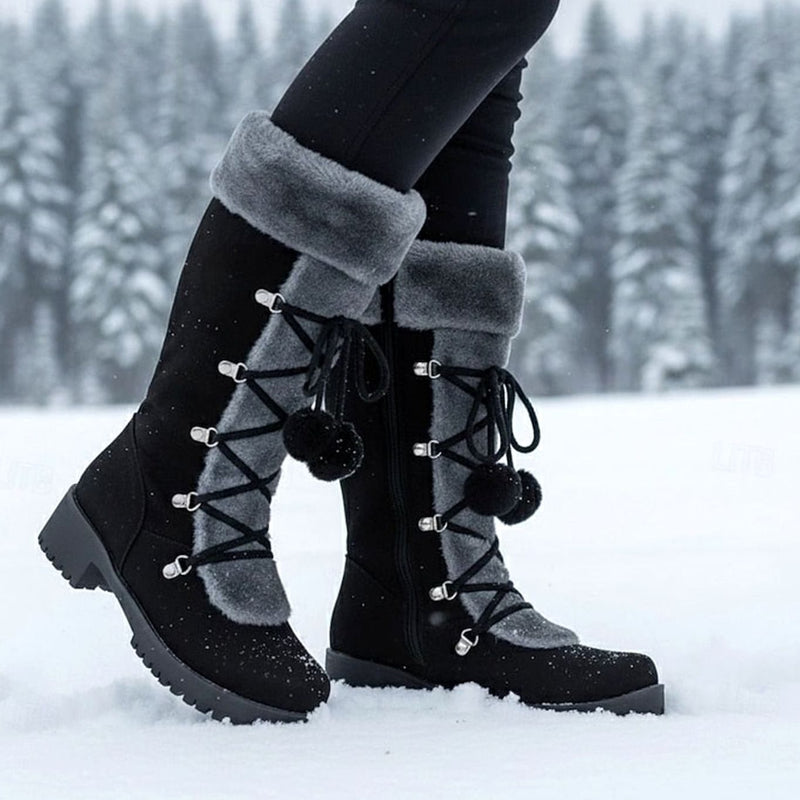 Pauline Faux Suede Winter Boots - Black