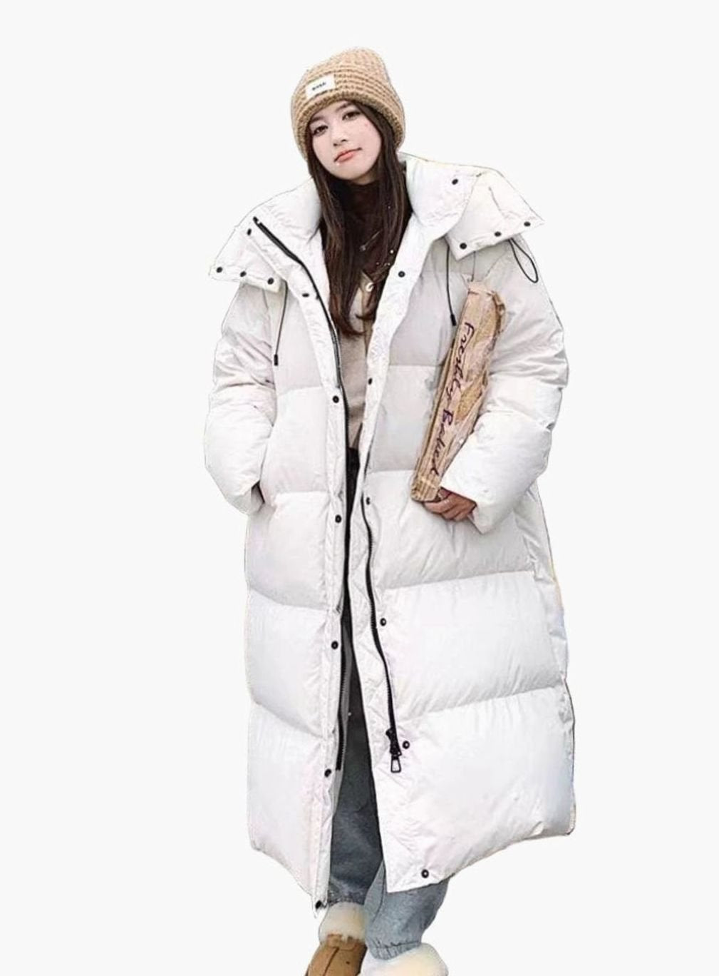 Bess Women's Quilted Winter Puffer Coat - Beige