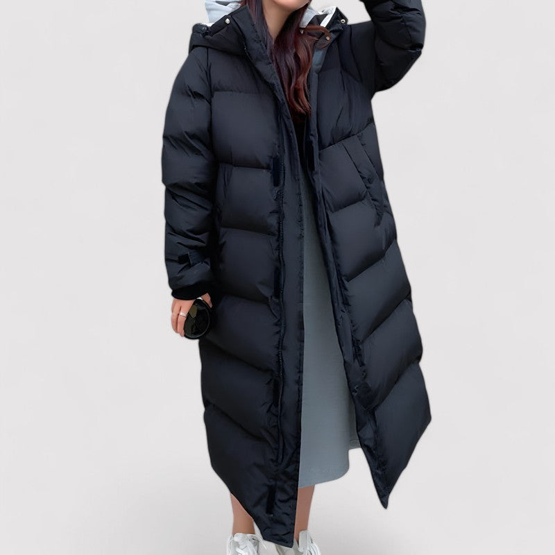 Daphne Women's Long Puffer Coat - Black