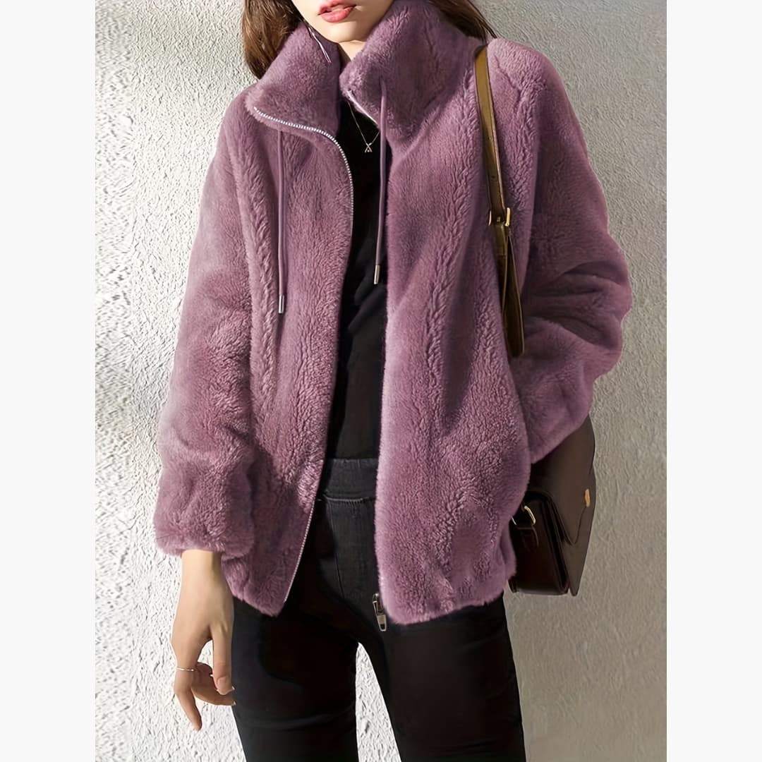 Lowri Women's Winter Teddy Faux Fur Coat - Light Purple