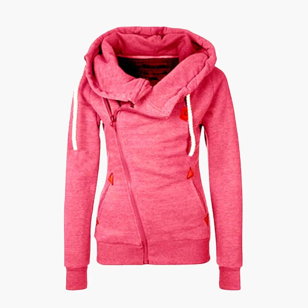 Moira Women's Asymmetric Zip Up Hoodie - Pink