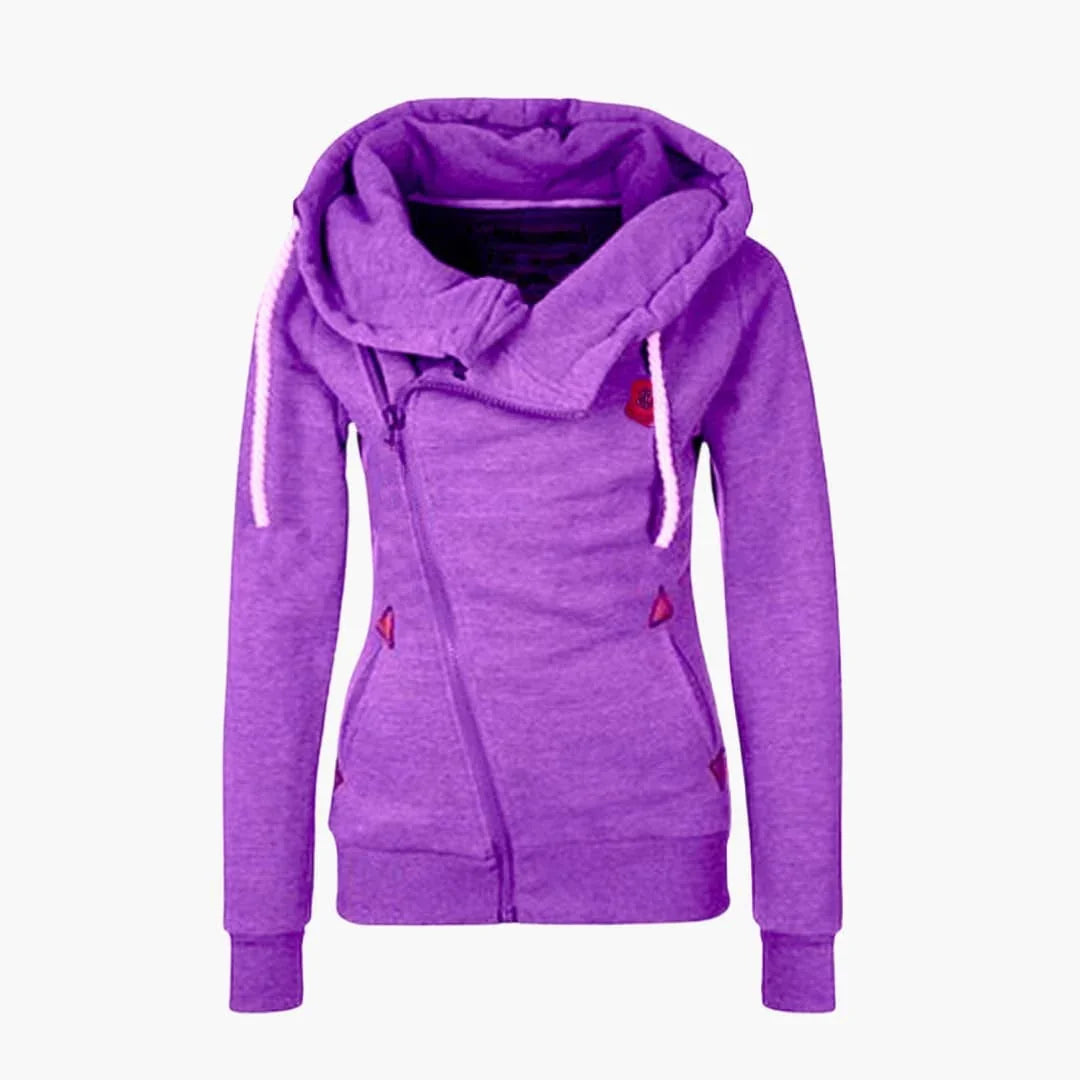 Moira Women's Asymmetric Zip Up Hoodie - Purple
